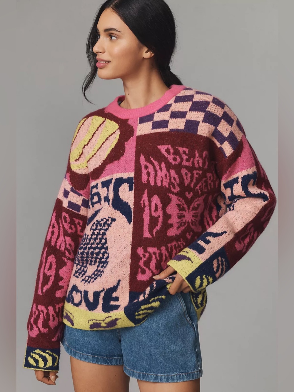 Scotch & Soda Oversized Graphic Jacquard Pullover Sweater Size XS Women’s